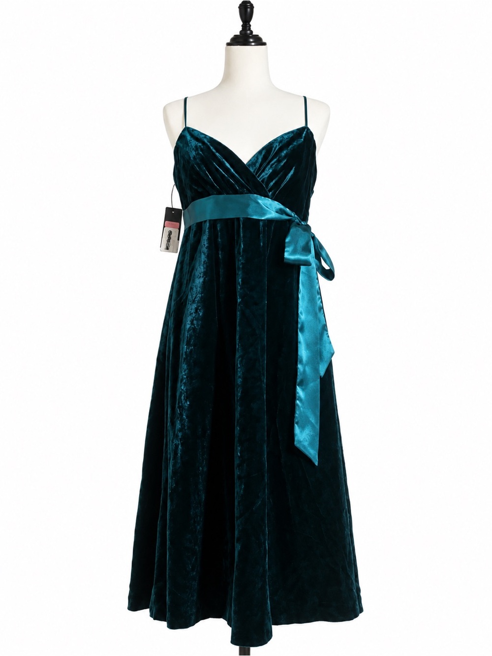 NWT A.B.S. by Allen Schwartz Teal Velvet Wrap Dress Size 10 Style 397XR80